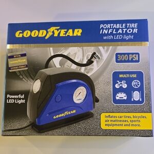 Good Year Blue Portable Tire Inflator with LED Light - 300 PSI